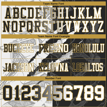 Custom Black White-Old Gold Mesh Authentic Gradient Fashion Scratch Football Jersey - Sky-Custom