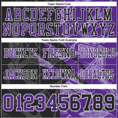 Custom Black Purple-White Mesh Authentic Gradient Fashion Scratch Football Jersey - Sky-Custom