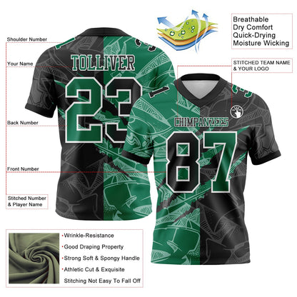 Custom Black Kelly Green-White Mesh Authentic Gradient Fashion Scratch Football Jersey - Sky-Custom