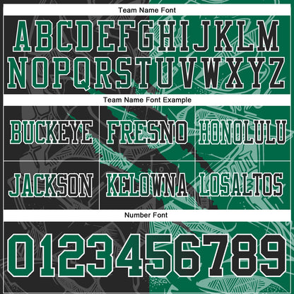 Custom Black Kelly Green-White Mesh Authentic Gradient Fashion Scratch Football Jersey - Sky-Custom