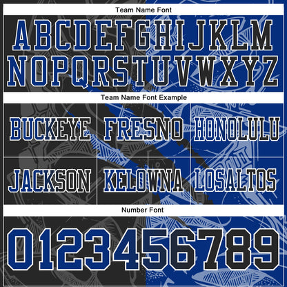 Custom Black Royal-White Mesh Authentic Gradient Fashion Scratch Football Jersey - Sky-Custom