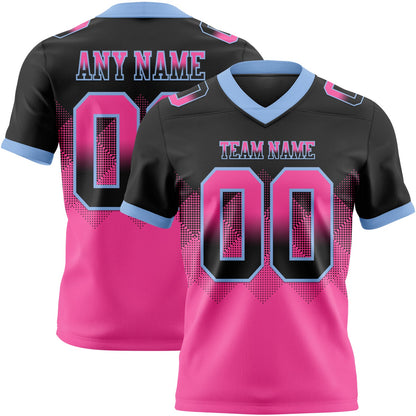 Custom Black Pink-Light Blue Mesh Authentic Gradient Square Shape Flag Football Jersey - Sky-Custom