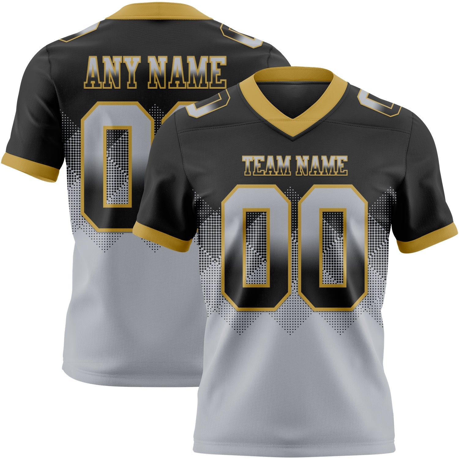 Custom Black Gray-Old Gold Mesh Authentic Gradient Square Shape Flag Football Jersey - Sky-Custom