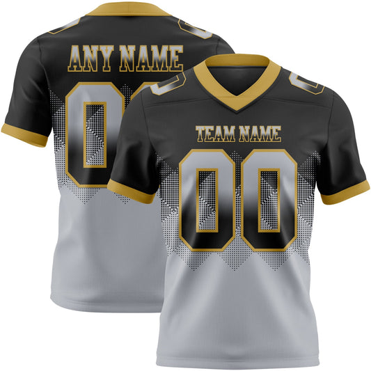 Custom Black Gray-Old Gold Mesh Authentic Gradient Square Shape Flag Football Jersey - Sky-Custom