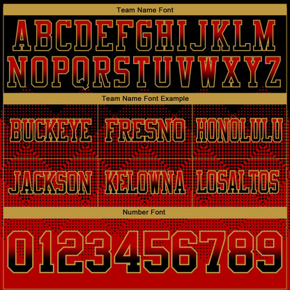 Custom Black Red-Old Gold Mesh Authentic Gradient Square Shape Flag Football Jersey - Sky-Custom