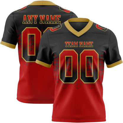Custom Black Red-Old Gold Mesh Authentic Gradient Square Shape Flag Football Jersey - Sky-Custom