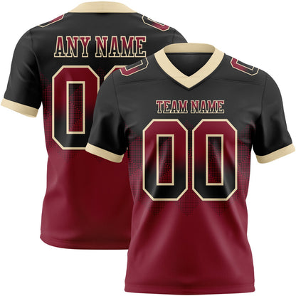 Custom Black Crimson-Cream Mesh Authentic Gradient Square Shape Flag Football Jersey - Sky-Custom