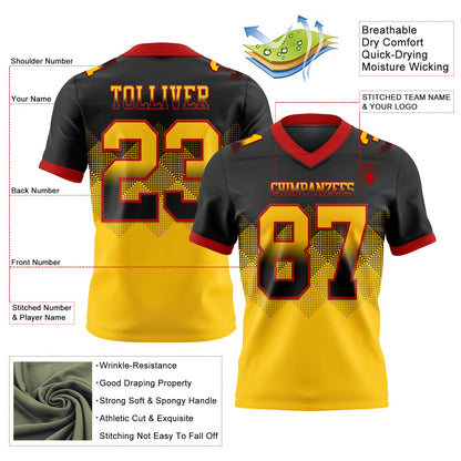 Custom Black Yellow-Red Mesh Authentic Gradient Square Shape Flag Football Jersey - Sky-Custom