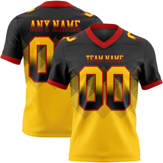 Custom Black Yellow-Red Mesh Authentic Gradient Square Shape Flag Football Jersey - Sky-Custom