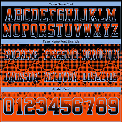 Custom Black Orange-Light Blue Mesh Authentic Gradient Square Shape Flag Football Jersey - Sky-Custom