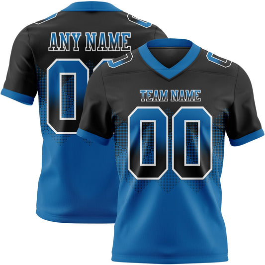 Custom Black Blue-White Mesh Authentic Gradient Square Shape Flag Football Jersey - Sky-Custom