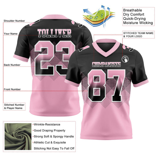 Custom Black Light Pink-White Mesh Authentic Gradient Square Shape Flag Football Jersey - Sky-Custom