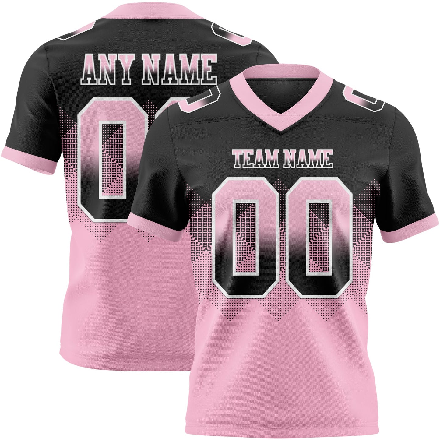 Custom Black Light Pink-White Mesh Authentic Gradient Square Shape Flag Football Jersey - Sky-Custom