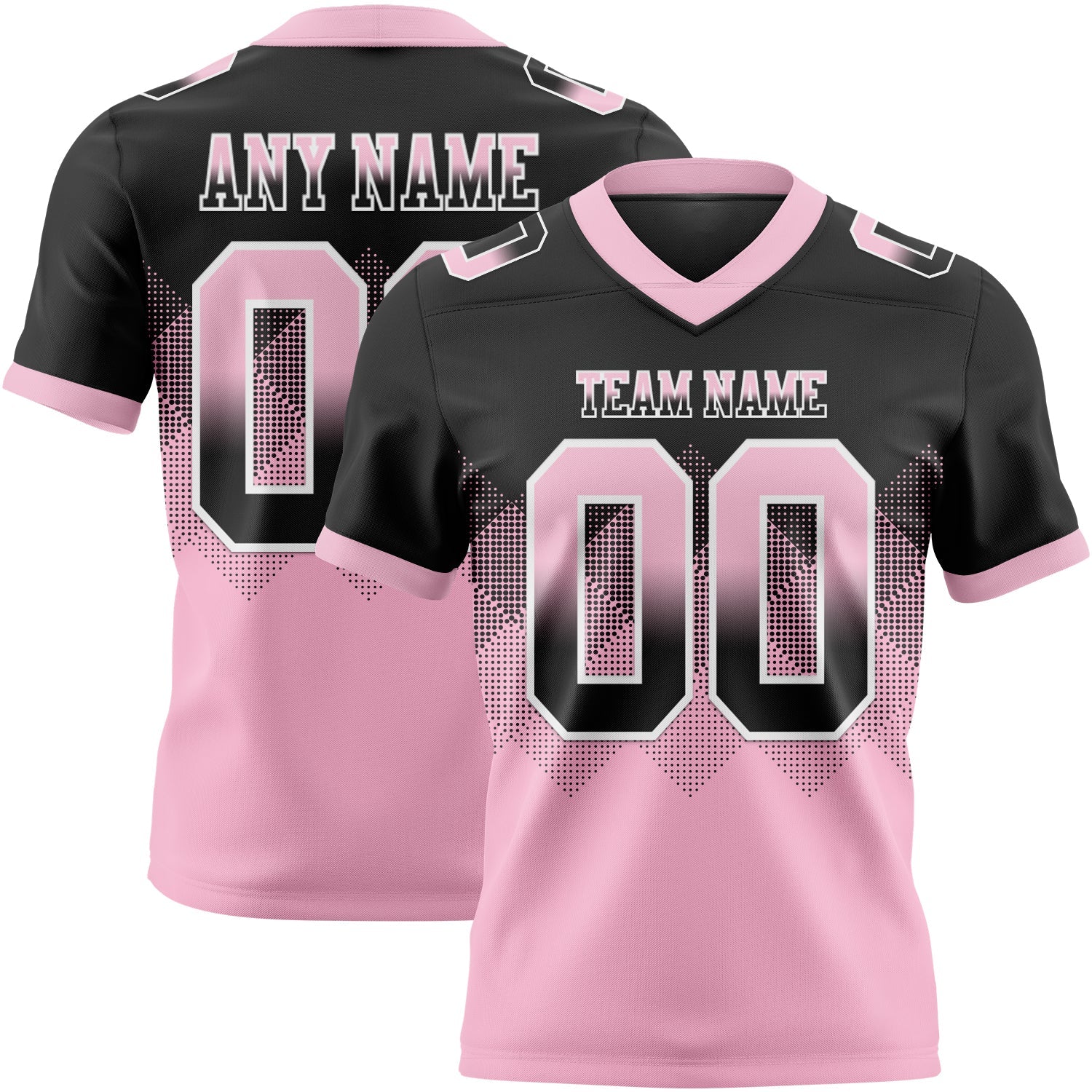 Custom Black Light Pink-White Mesh Authentic Gradient Square Shape Flag Football Jersey - Sky-Custom