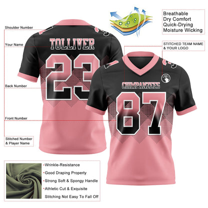 Custom Black Medium Pink-White Mesh Authentic Gradient Square Shape Flag Football Jersey - Sky-Custom