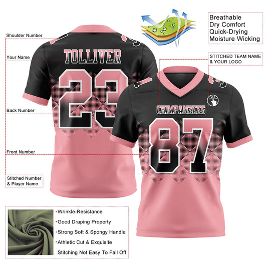 Custom Black Medium Pink-White Mesh Authentic Gradient Square Shape Flag Football Jersey - Sky-Custom