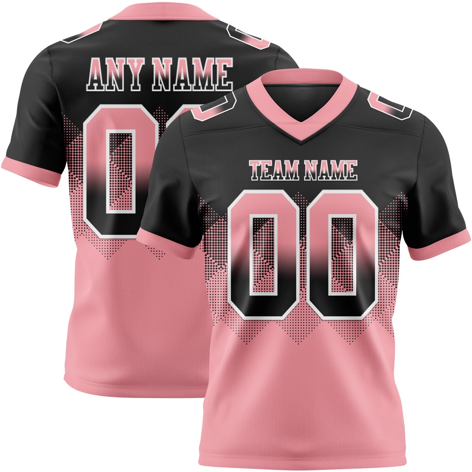 Custom Black Medium Pink-White Mesh Authentic Gradient Square Shape Flag Football Jersey - Sky-Custom