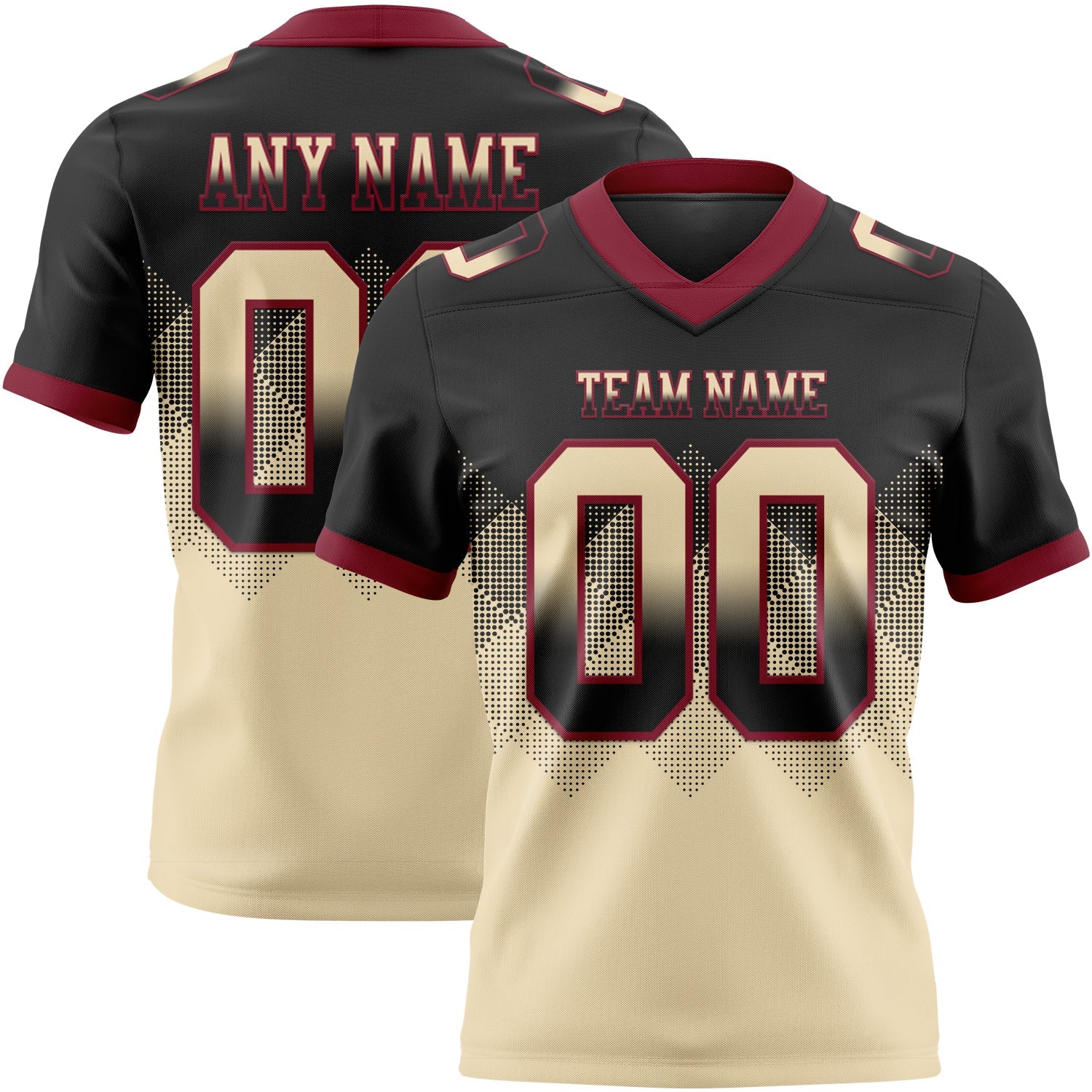 Custom Black Cream-Crimson Mesh Authentic Gradient Square Shape Flag Football Jersey - Sky-Custom