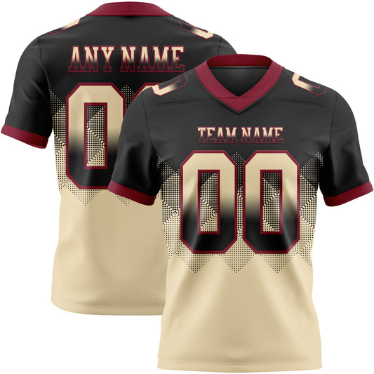 Custom Black Cream-Crimson Mesh Authentic Gradient Square Shape Flag Football Jersey - Sky-Custom