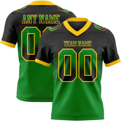 Custom Black Grass Green-Yellow Mesh Authentic Gradient Square Shape Flag Football Jersey - Sky-Custom
