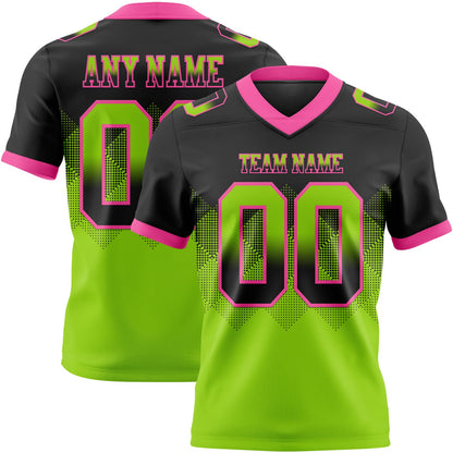 Custom Black Neon Green-Pink Mesh Authentic Gradient Square Shape Flag Football Jersey - Sky-Custom