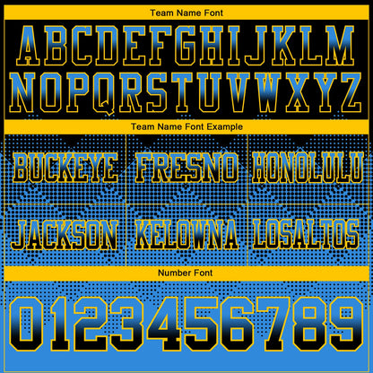 Custom Black Powder Blue-Yellow Mesh Authentic Gradient Square Shape Flag Football Jersey - Sky-Custom