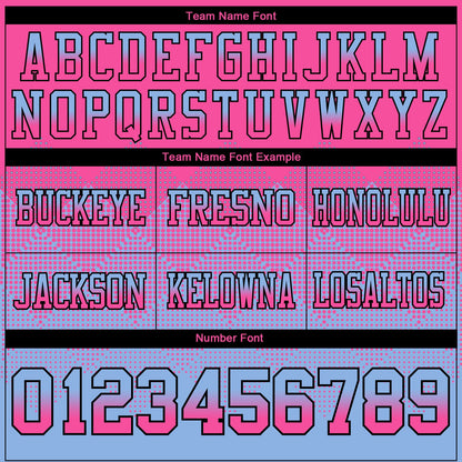 Custom Pink Light Blue-Black Mesh Authentic Gradient Square Shape Flag Football Jersey - Sky-Custom