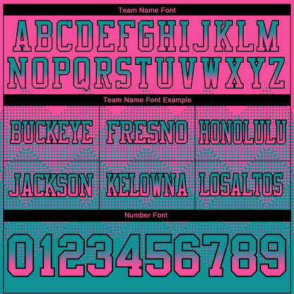 Custom Pink Teal-Black Mesh Authentic Gradient Square Shape Flag Football Jersey - Sky-Custom