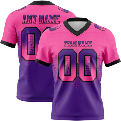 Custom Pink Purple-Black Mesh Authentic Gradient Square Shape Flag Football Jersey - Sky-Custom