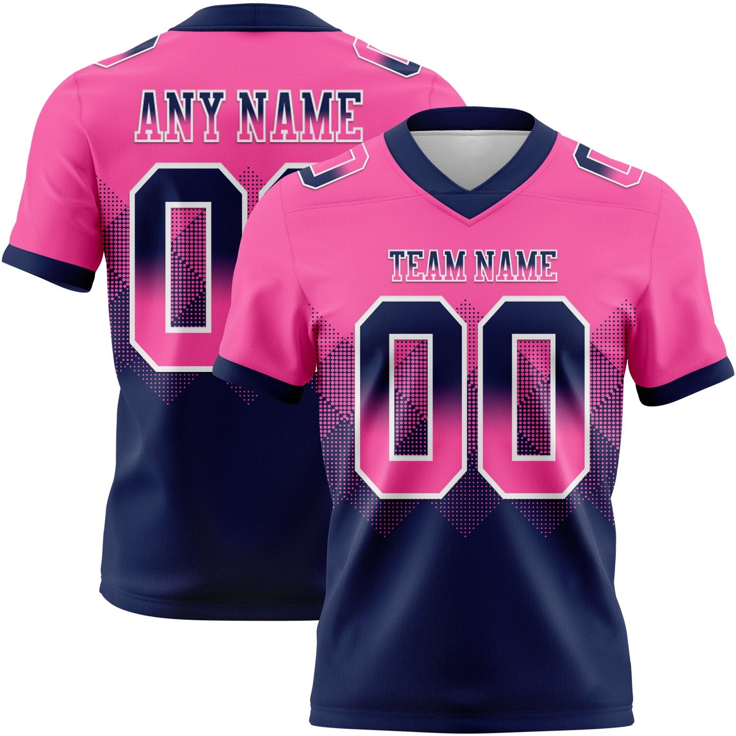 Custom Pink Navy-White Mesh Authentic Gradient Square Shape Flag Football Jersey - Sky-Custom
