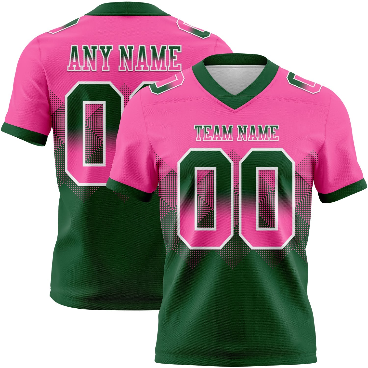 Custom Pink Green-White Mesh Authentic Gradient Square Shape Flag Football Jersey - Sky-Custom