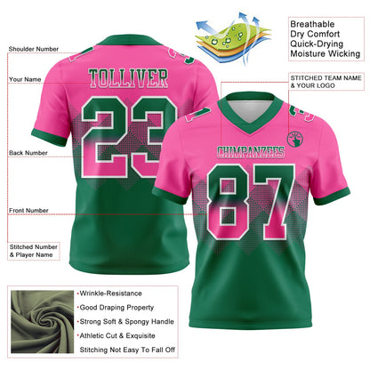 Custom Pink Kelly Green-White Mesh Authentic Gradient Square Shape Flag Football Jersey - Sky-Custom