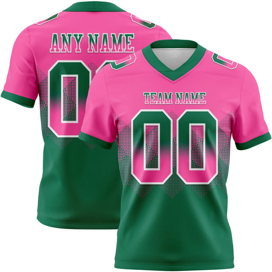 Custom Pink Kelly Green-White Mesh Authentic Gradient Square Shape Flag Football Jersey - Sky-Custom