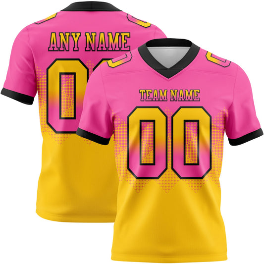 Custom Pink Yellow-Black Mesh Authentic Gradient Square Shape Flag Football Jersey - Sky-Custom