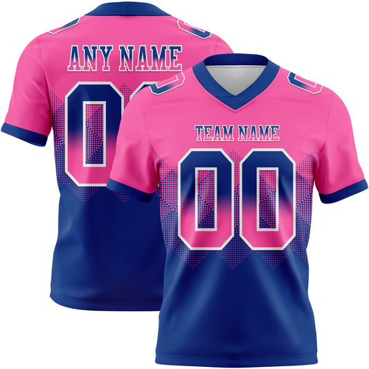Custom Pink Royal-White Mesh Authentic Gradient Square Shape Flag Football Jersey - Sky-Custom