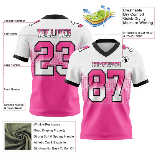 Custom White Pink-Black Mesh Authentic Gradient Square Shape Flag Football Jersey - Sky-Custom