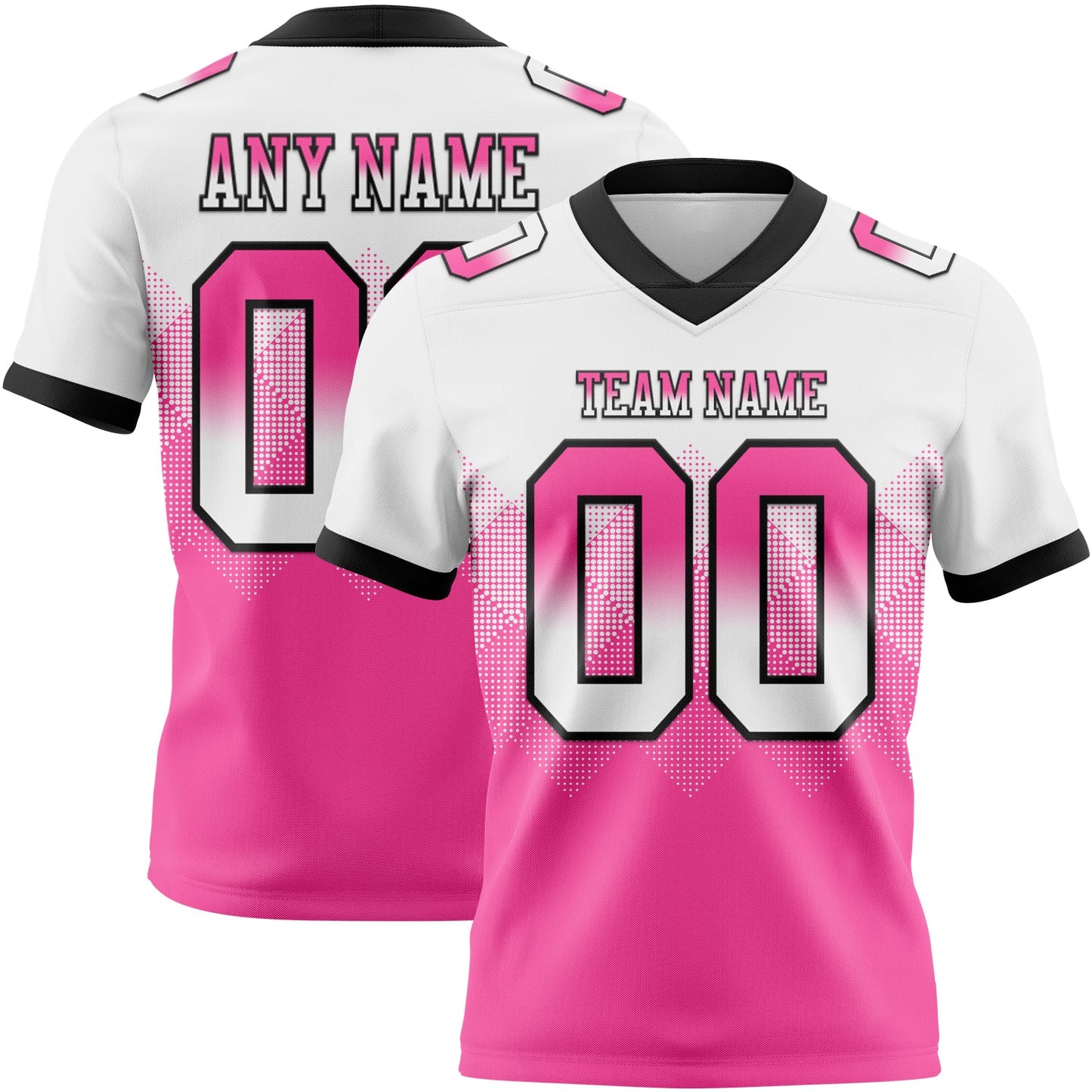 Custom White Pink-Black Mesh Authentic Gradient Square Shape Flag Football Jersey - Sky-Custom