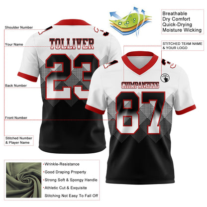 Custom White Black-Red Mesh Authentic Gradient Square Shape Flag Football Jersey - Sky-Custom