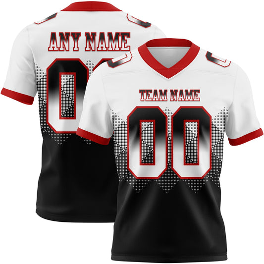 Custom White Black-Red Mesh Authentic Gradient Square Shape Flag Football Jersey - Sky-Custom