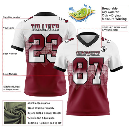 Custom White Crimson-Black Mesh Authentic Gradient Square Shape Flag Football Jersey - Sky-Custom