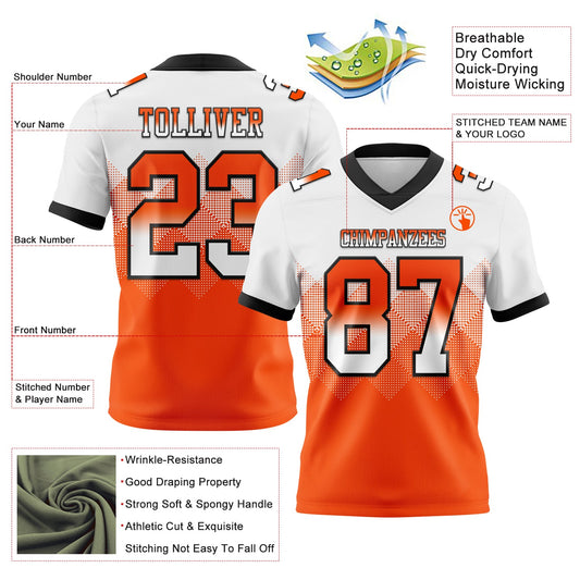 Custom White Orange-Black Mesh Authentic Gradient Square Shape Flag Football Jersey - Sky-Custom