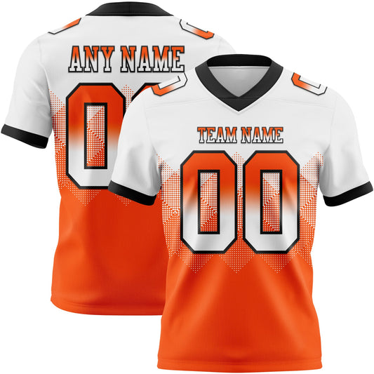 Custom White Orange-Black Mesh Authentic Gradient Square Shape Flag Football Jersey - Sky-Custom