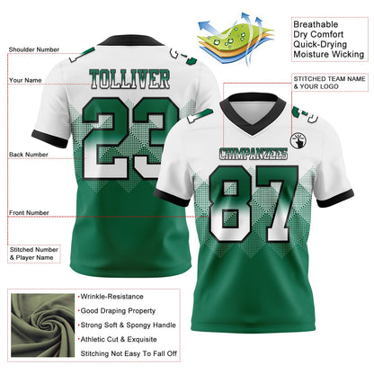 Custom White Kelly Green-Black Mesh Authentic Gradient Square Shape Flag Football Jersey - Sky-Custom