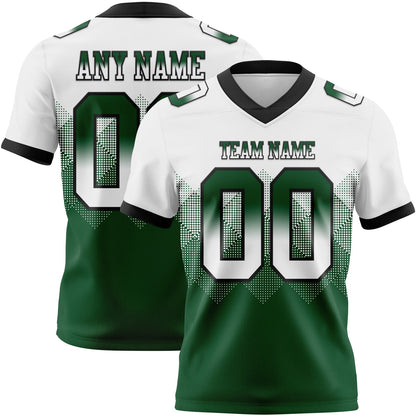 Custom White Green-Black Mesh Authentic Gradient Square Shape Flag Football Jersey - Sky-Custom