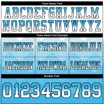 Custom White Sky Blue-Black Mesh Authentic Gradient Square Shape Flag Football Jersey - Sky-Custom