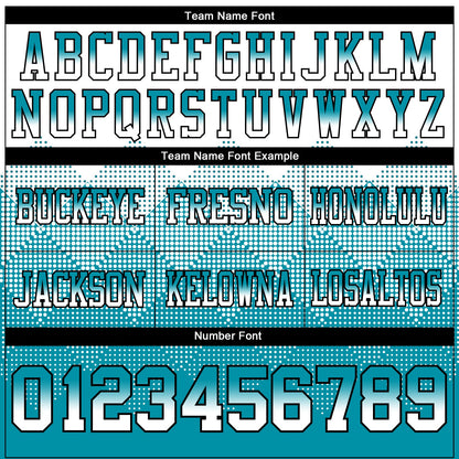 Custom White Teal-Black Mesh Authentic Gradient Square Shape Flag Football Jersey - Sky-Custom