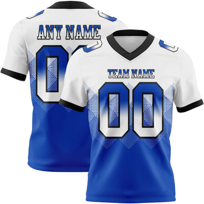 Custom White Thunder Blue-Black Mesh Authentic Gradient Square Shape Flag Football Jersey - Sky-Custom
