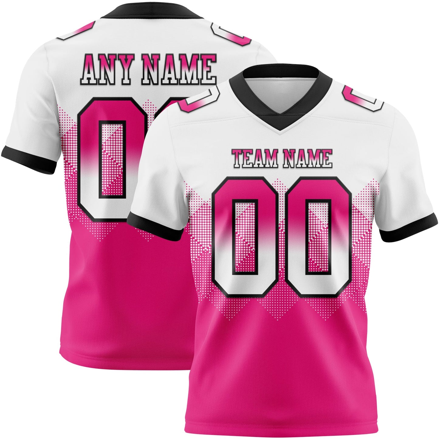 Custom White Hot Pink-Black Mesh Authentic Gradient Square Shape Flag Football Jersey - Sky-Custom