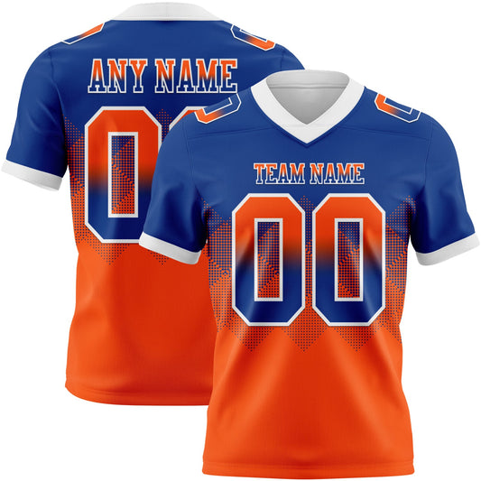 Custom Royal Orange-White Mesh Authentic Gradient Square Shape Flag Football Jersey - Sky-Custom