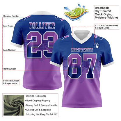 Custom Royal Medium Purple-White Mesh Authentic Gradient Square Shape Flag Football Jersey - Sky-Custom
